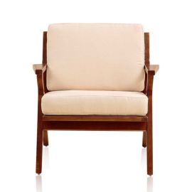 Manhattan Comfort Martelle Cream and Amber, Twill Weave Accent Chair