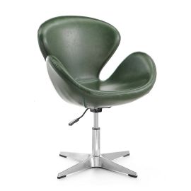 Manhattan Comfort Raspberry Forest Green and Polished Chrome Faux Leather Adjustable Swivel Chair