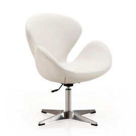 Manhattan Comfort Raspberry White and Polished Chrome Faux Leather Adjustable Swivel Chair