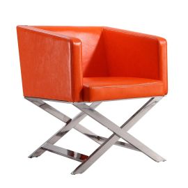 Manhattan Comfort Hollywood Orange and Polished Chrome Faux Leather Lounge Accent Chair