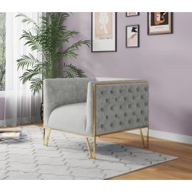 Manhattan Comfort Vector Grey and Gold Velvet Accent Chair (Set of 2)
