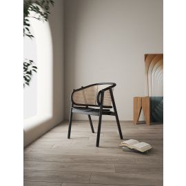 Versailles Armchair in Black and Natural Cane