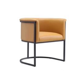 Manhattan Comfort Bali Saddle and Black Faux Leather Dining Chair