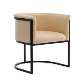 Manhattan Comfort Bali Tan and Black Faux Leather Dining Chair