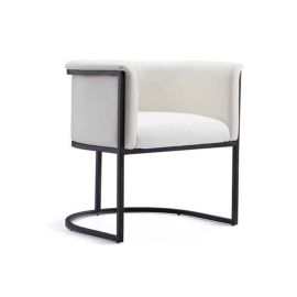Manhattan Comfort Bali White and Black Faux Leather Dining Chair