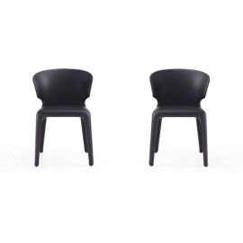 Manhattan Comfort Conrad Black Faux Leather Dining Chair (Set of 2)