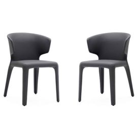 Manhattan Comfort Conrad Grey Faux Leather Dining Chair (Set of 2)