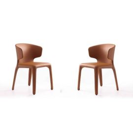 Manhattan Comfort Conrad Cream Faux Leather Dining Chair (Set of 2)