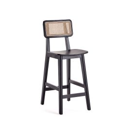 Versailles Counter Stool in Black and Natural Cane