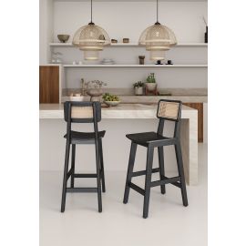 Versailles Counter Stool in Black and Natural Cane
