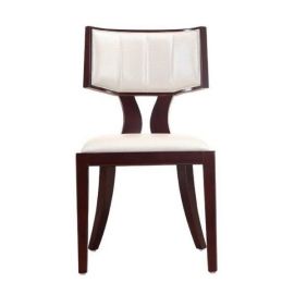 Pulitzer Pearl White and Walnut Faux Leather Dining Chair (Set of Two)
