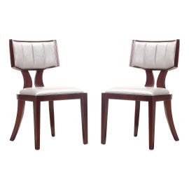Pulitzer Silver and Walnut Faux Leather Dining Chair (Set of Two)