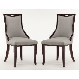 Emperor Grey and Walnut Twill Dining Chair (Set of Two)