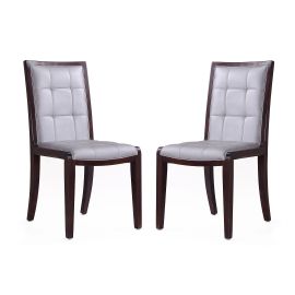 Executor Silver and Walnut Faux Leather Dining Chairs (Set of Two)