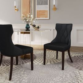 Reine Black and Walnut Velvet Dining Chair (Set of Two)