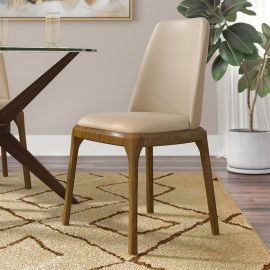 Manhattan Comfort Courding Tan and Walnut Faux Leather Dining Chair