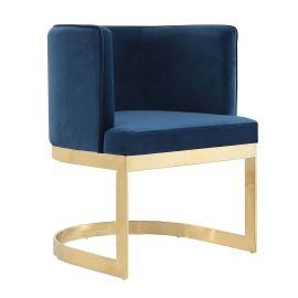 Manhattan Comfort Aura Royal Blue and Polished Brass Velvet Dining Chair
