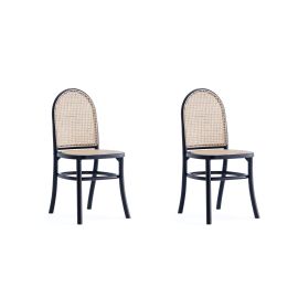 Manhattan Comfort Paragon Dining Chair 2.0 in Black and Cane - Set of 2