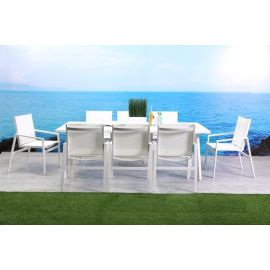 Whiteline Rio Indoor/Outdoor Rectangle  Aluminum Dining Table White
