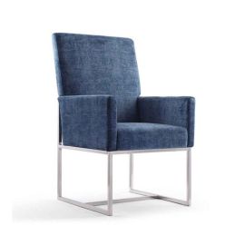 Manhattan Comfort Element Blue Velvet Dining Armchair