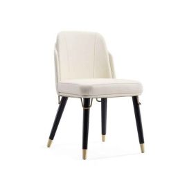 Manhattan Comfort Estelle Cream and Black Faux Leather Dining Chair