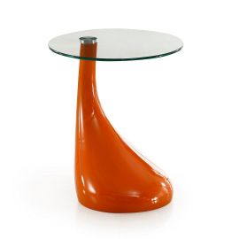 Manhattan Comfort Lava 19.7 in. Orange Glass Top Accent Table