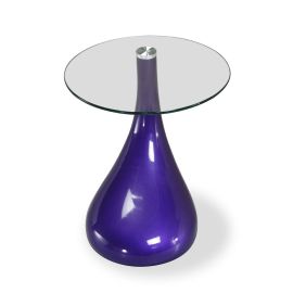 Manhattan Comfort Lava 19.7 in. Purple Glass Top Accent Table