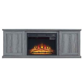 Manhattan Comfort Franklin 60" Fireplace with 2 Doors in Grey