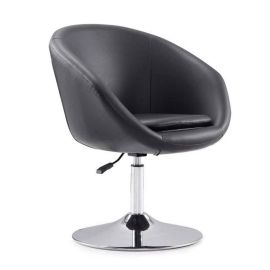 Manhattan Comfort Hopper Black and Polished Chrome Faux Leather Adjustable Height Chair