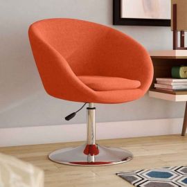 Manhattan Comfort Hopper Orange and Polished Chrome Wool Blend Adjustable Height Chair