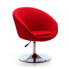 Manhattan Comfort Hopper Red and Polished Chrome Wool Blend Adjustable Height Chair