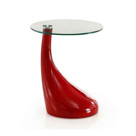 Manhattan Comfort Lava 19.7 in. Red Glass Top Accent Table