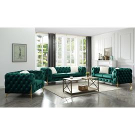 Galaxy Moderno Tufted Loveseat Finished in Velvet Fabric in Green
