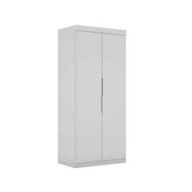 Manhattan Comfort Mulberry 2.0 Sectional Modern Armoire Wardrobe Closet with 2 Drawers in White