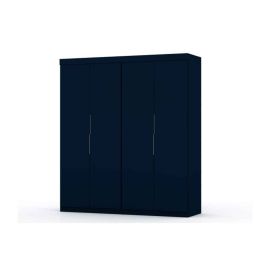 Manhattan Comfort Mulberry 2 Sectional Modern Wardrobe Closet with 4 Drawers - Set of 2 in Tatiana Midnight Blue