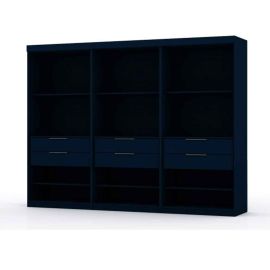 Manhattan Comfort Mulberry Open 3 Sectional Modem Wardrobe Closet with 6 Drawers - Set of 3 in Tatiana Midnight Blue