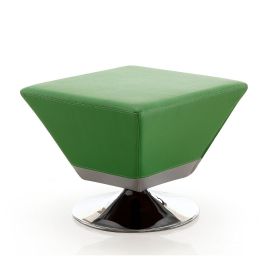 Manhattan Comfort Diamond Green and Polished Chrome Swivel Ottoman