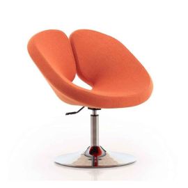 Manhattan Comfort Perch Orange and Polished Chrome Wool Blend Adjustable Chair