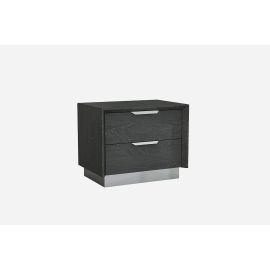 Whiteline Navi Night Stand high gloss black with stainless steel trim on the bottom