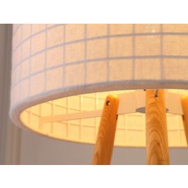 Whiteline Amber Table Lamp Wooden Base and White Fabric Shade