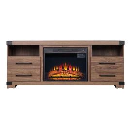 Manhattan Comfort Richmond 60" Fireplace with 2 Drawers and 2 Shelves in Brown