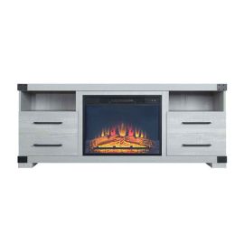 Manhattan Comfort Richmond 60" Fireplace with 2 Drawers and 2 Shelves in Grey