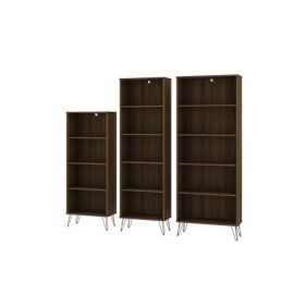 Rockefeller 3-Piece Multi Size Bookcases in Brown
