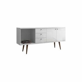 Manhattan Comfort Utopia 63.38 Wide Dresser with 3 Drawers in White Gloss, and Maple Cream