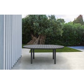 Whiteline Aloha Indoor/Outdoor Extendable Oval Dining Table in Grey Aluminium