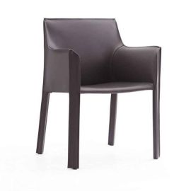 Manhattan Comfort Vogue Grey Faux Leather Arm Chair